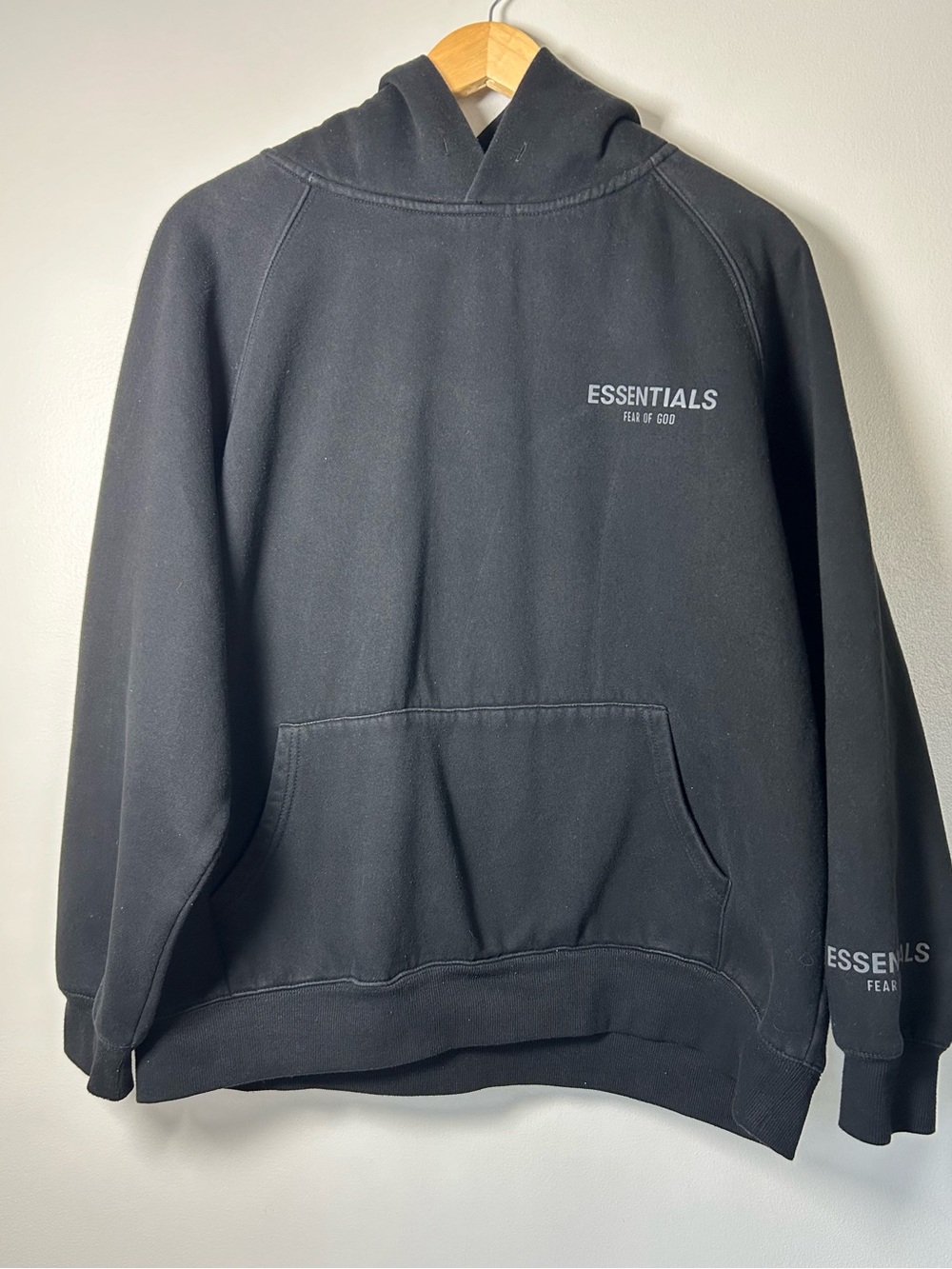 Fear of God Essentials Hoodie Black Oversized Pullover Sweatshirt